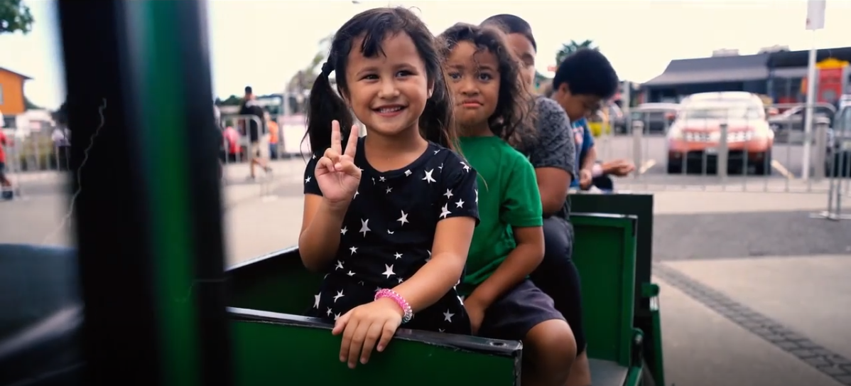 Children enjoying riding Sammy the Steam Train